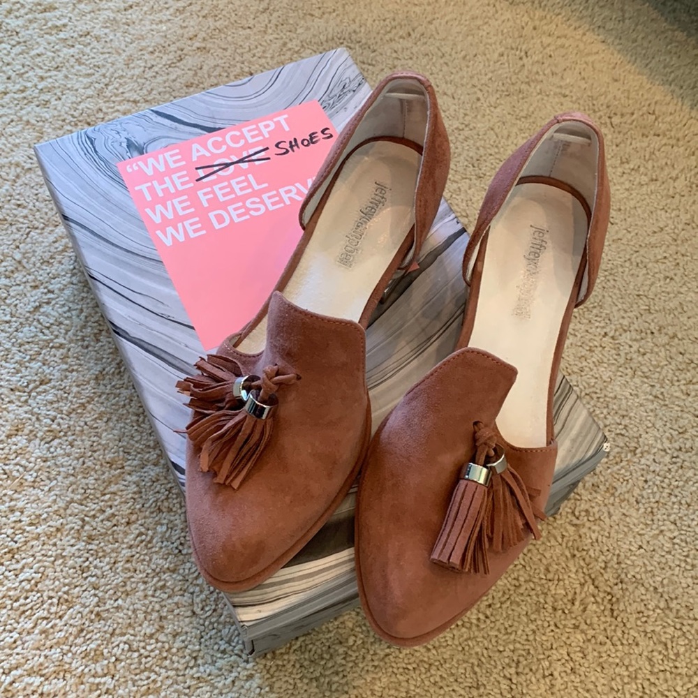 Dark pink suede pump with pearl heel accent with original box